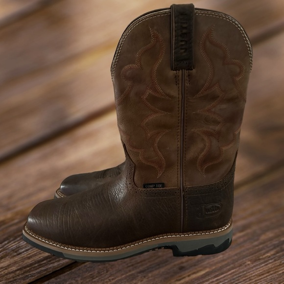 Justin Boots Other - JUSTIN MEN’S BROWN LEATHER WESTERN COWBOY BOOTS WITH A STEEL TOE, SIZE 12D.